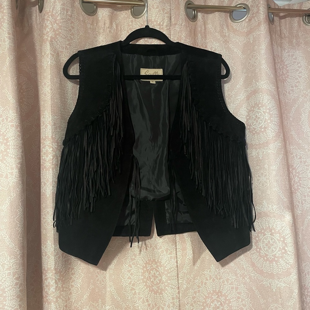Scully leather fringe vest Size S